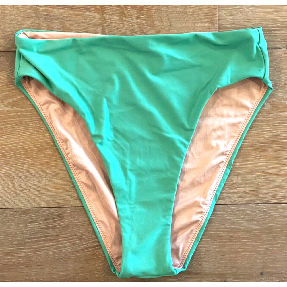 J.Crew NWT Women’s High Rise High Cut Leg Bikini Bottom Green Size Small BF178